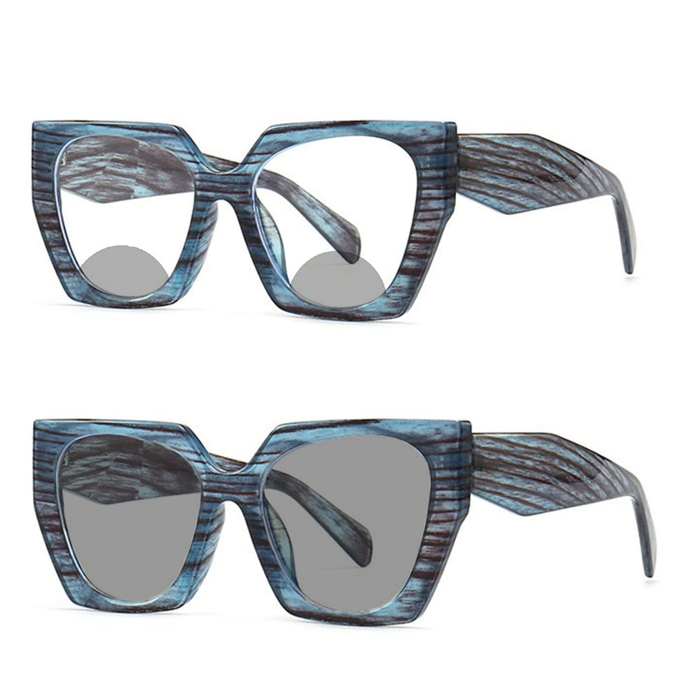 Invisible Transition Photochromic Bifocal Reading Sunglasses UV Protection Readers for Women Comfortable Stylish Reading glasses (225 magnification, blue)