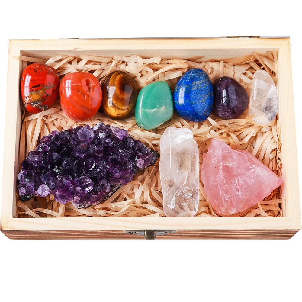 10pcs/Set Natural Crystal Seven Chakras Stone Amethyst Cluster Collect Home Decoration