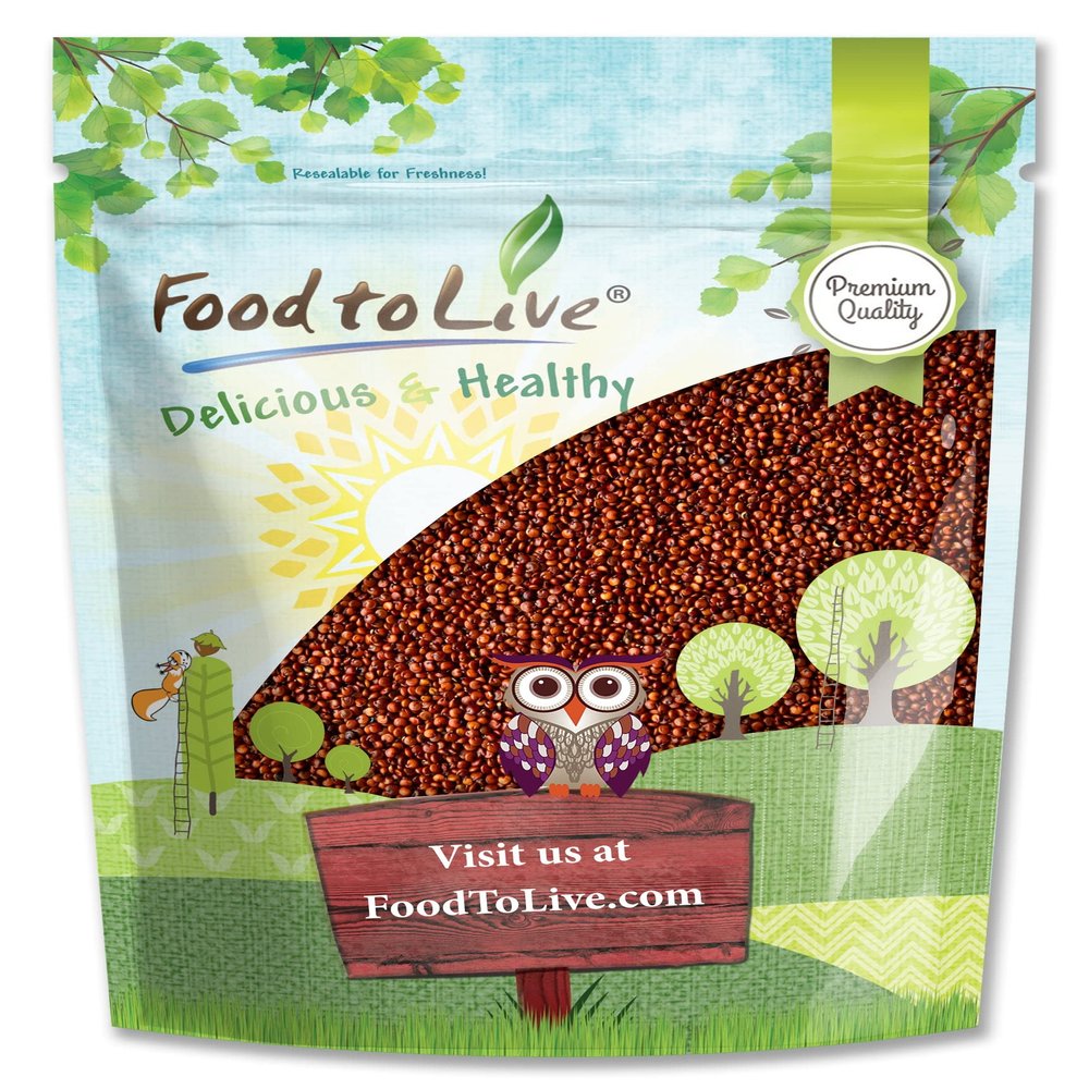 Food to Live Red Quinoa, 12 Ounces Ancient Whole Grain Seeds, Raw, Sproutable, Kosher, Vegan, Sirtfood, Bulk. Quick-Cooking Perfect for Salads. Great for Vegetarian diets.