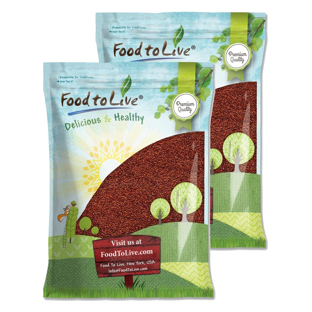 Food to Live Red Quinoa, 20 Pounds Ancient Whole Grain Seeds, Raw, Sproutable, Kosher, Vegan, Sirtfood, Bulk. Quick-Cooking Perfect for Salads. Great for Vegetarian diets.