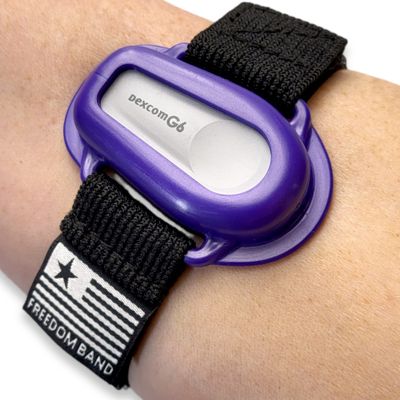 4-26" Inch All-in-One Adjustable & Flexible Dexcom G6 Transmitter Protection Sensor Guard Cover Arm & Leg Band (Purple Satin)