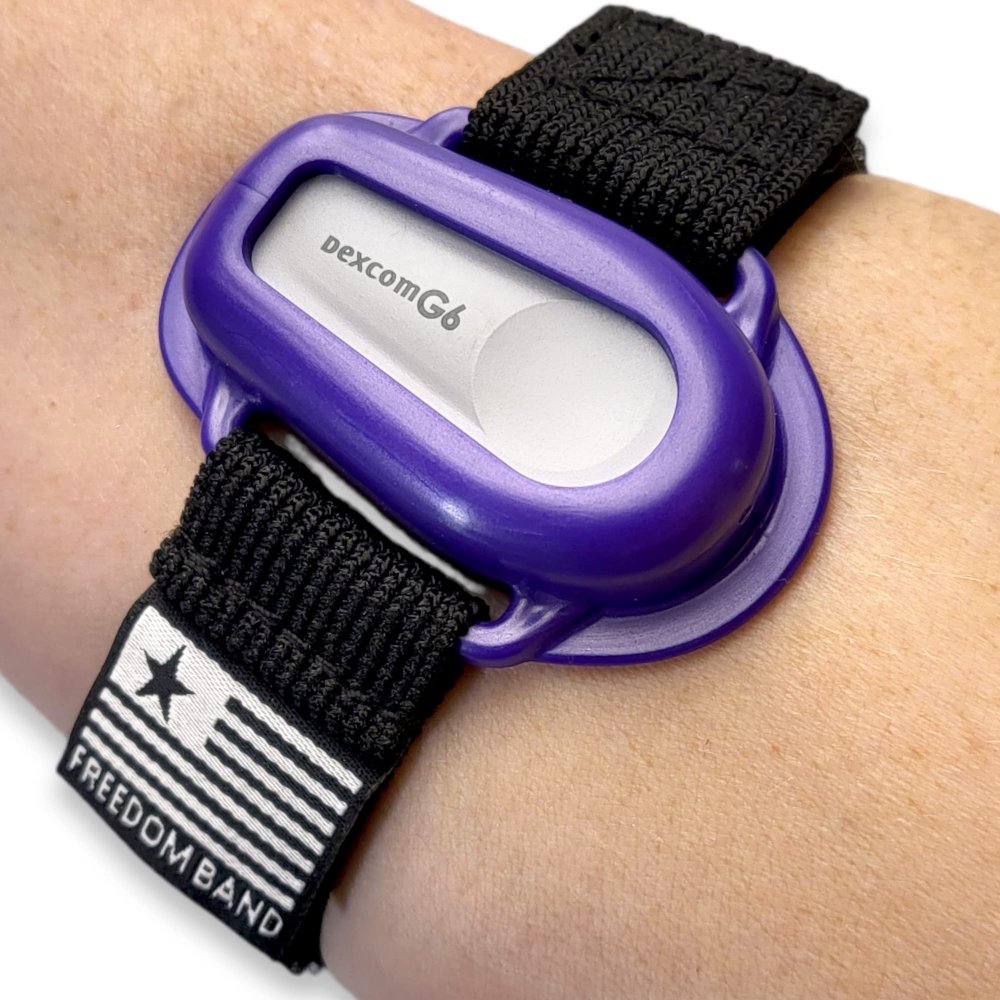 4-26" Inch All-in-One Adjustable & Flexible Dexcom G6 Transmitter Protection Sensor Guard Cover Arm & Leg Band (Purple Satin)