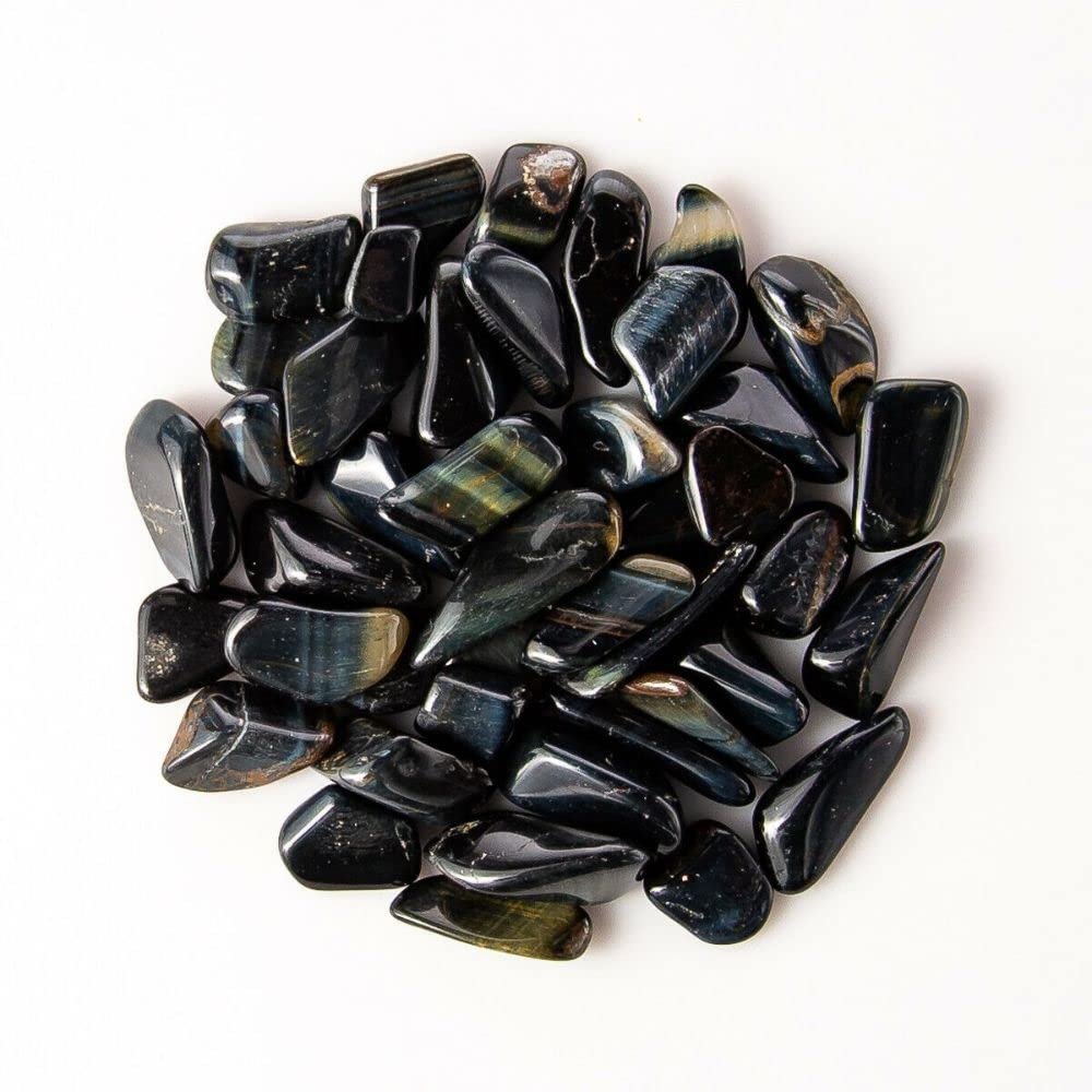 1/4 lb Tumbled Blue Tigers Eye Gemstone Crystals 30-45 Stones Gem Rock Specimens