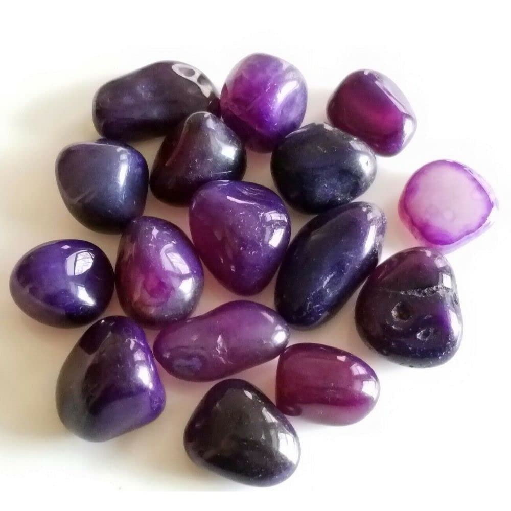 1/2 lb Tumbled Purple Brazilian Agate Gemstone Crystals 20-35 Stones Specimens