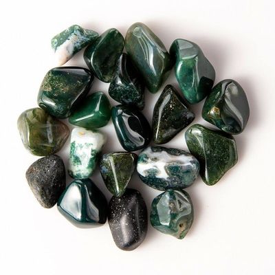 1/4 lb Tumbled Green Moss Agate Gemstone Crystals 10-30 Stones Gem Rock Specimen