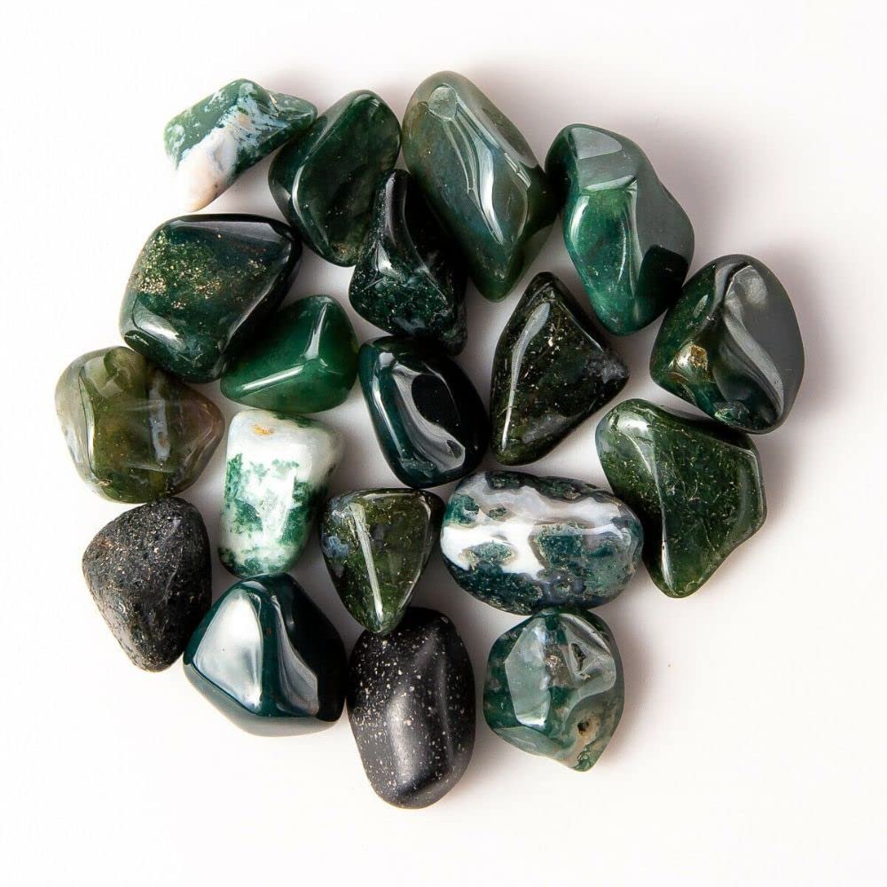 1/4 lb Tumbled Green Moss Agate Gemstone Crystals 10-30 Stones Gem Rock Specimen