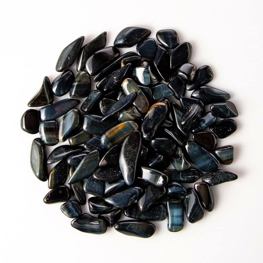 1/2 lb Tumbled Blue Tigers Eye Gemstone Crystals 80-100 Stones Rock Specimens