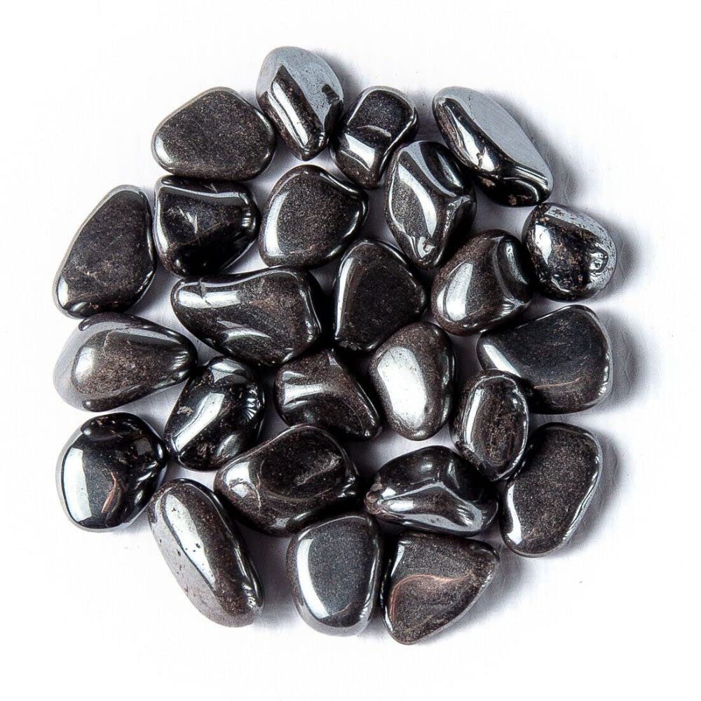 1/2 lb Tumbled Hematite Gemstone Crystals 20-30 Stones Silver Gem Rock Specimens