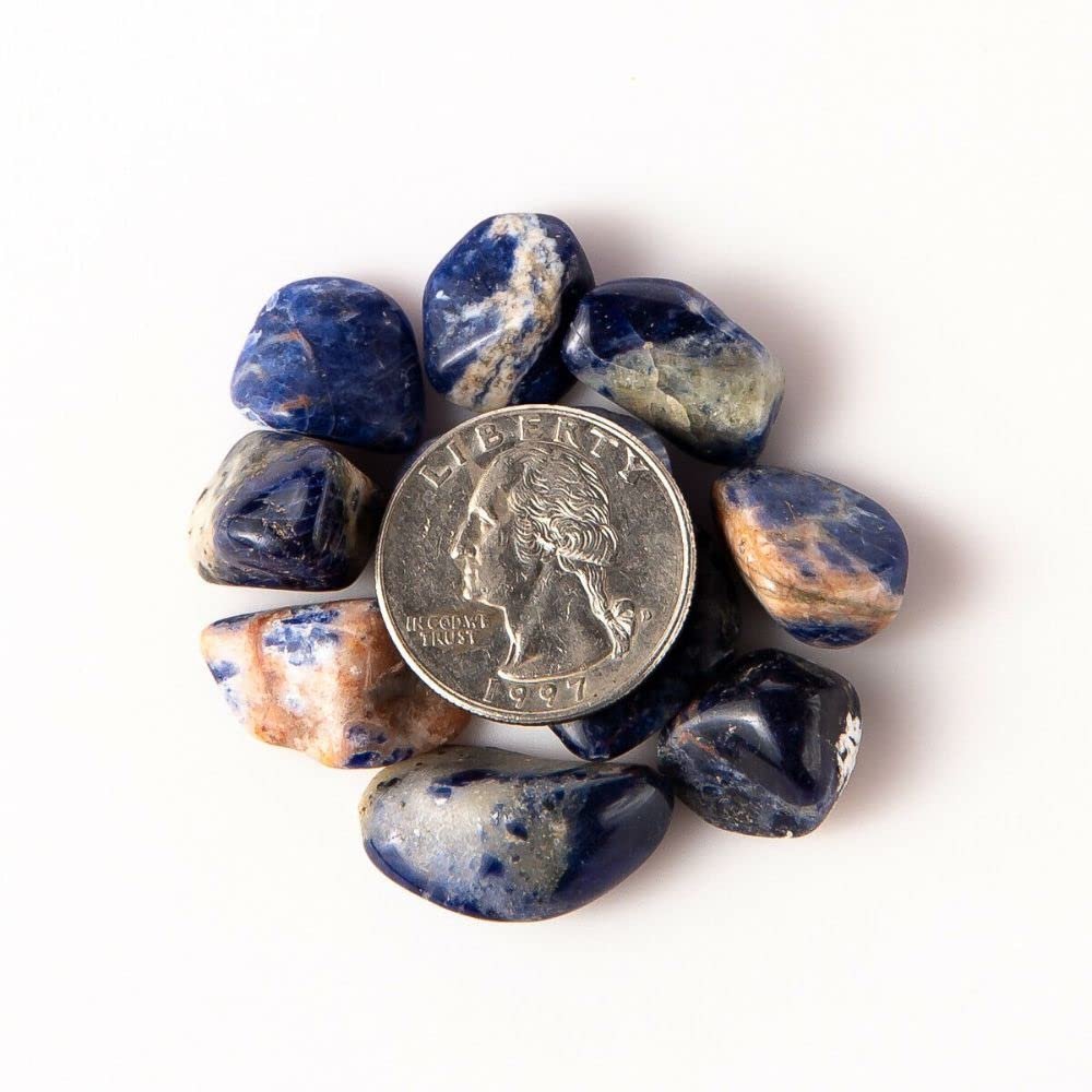 1/2 lb Tumbled Sodalite Quartz Gemstone Crystals 90-110 Stones Gem Rock Specimen