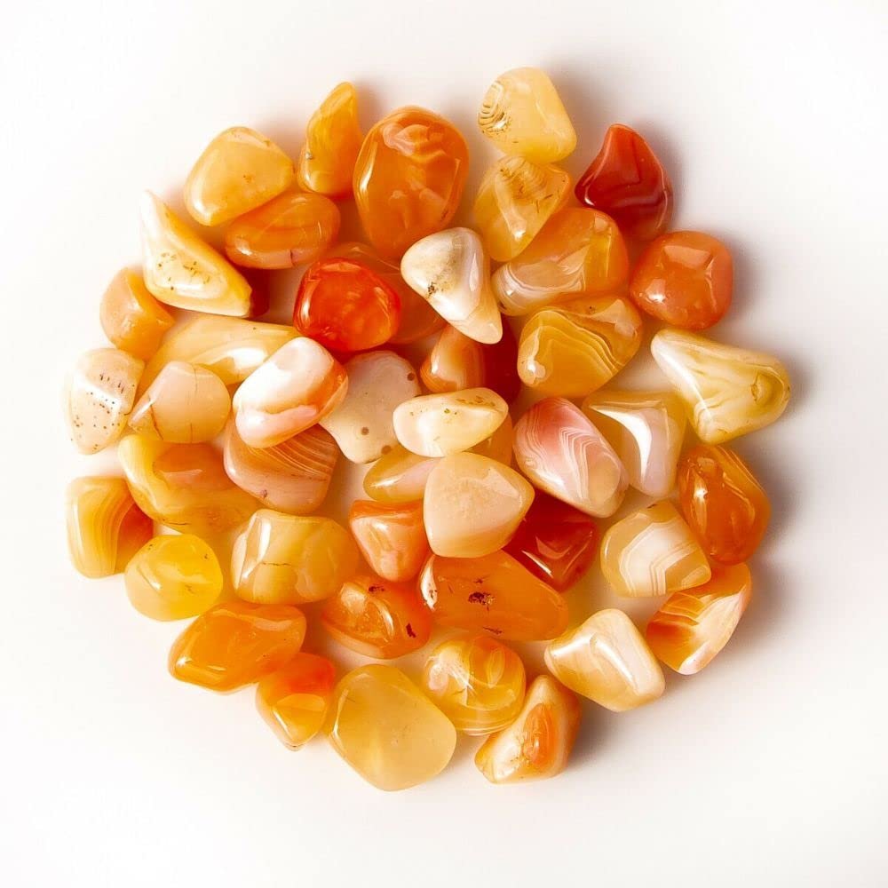 1/2 lb Tumbled Banded Carnelian Gemstone Crystals 30-50 Stones Gem Rock Specimen