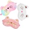 3 Pieces Sleep Mask for Kids, Girls Plush Sleeping Eye Cover Soft Eye Blindfold Cover Animal Shade for Kids(White, Pink and Rainbow Color,Cat Style) view 1