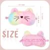 3 Pieces Sleep Mask for Kids, Girls Plush Sleeping Eye Cover Soft Eye Blindfold Cover Animal Shade for Kids(White, Pink and Rainbow Color,Cat Style) view 2
