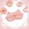 3 Pieces Sleep Mask for Kids, Girls Plush Sleeping Eye Cover Soft Eye Blindfold Cover Animal Shade for Kids(White, Pink and Rainbow Color,Cat Style) view 3