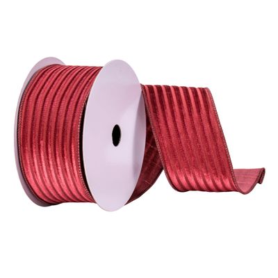 Vickerman 2.5" x 10 yd Mauve Stripe Mesh and Velvet Ribbon, Seasonal Christmas Ribbon for Gift Wrapping, Tree Decor