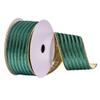 Vickerman 2.5" x 10 yd Green Stripe Gold Back Ribbon, Seasonal Christmas Ribbon for Gift Wrapping, Tree Decor view 1
