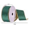Vickerman 2.5" x 10 yd Green Stripe Gold Back Ribbon, Seasonal Christmas Ribbon for Gift Wrapping, Tree Decor view 3