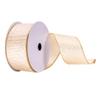 Vickerman 2.5" x 10 yd White and Gold Stripes Ribbon, Seasonal Christmas Ribbon for Gift Wrapping, Tree Decor view 1