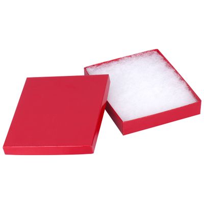 Cardboard Jewelry Boxes 10 Pack - 6"x5"x1" Bulk Cotton Filled Small Gift Boxes with Lids for Jewelry Packaging - Jewelry Gift Boxes for Shipping, Small Business, Accessories (Red)