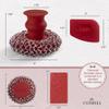 Cuisinel Cast Iron Chainmail Scrubber + Pan Scraper - Deluxe Ergonomic Stainless/Silicone Pot and Skillet Cleaner - Food-Safe Design - Easy to Clean Dishwasher Safe Cookware - Kitchen Sponge Accessory view 4