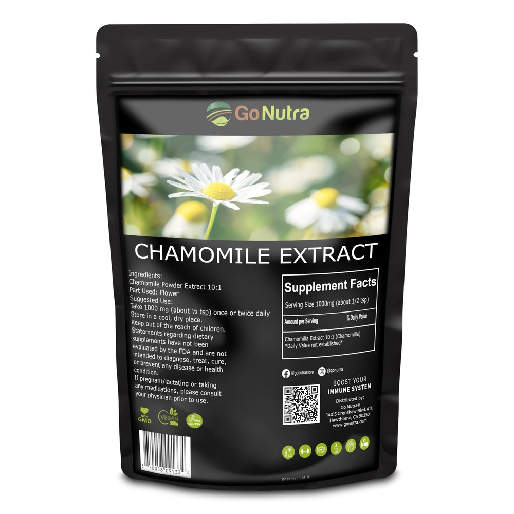 Go Nutra Chamomile Extract Powder 10:1 Strength Apigenin Supplement 8 oz. Herbal Extract