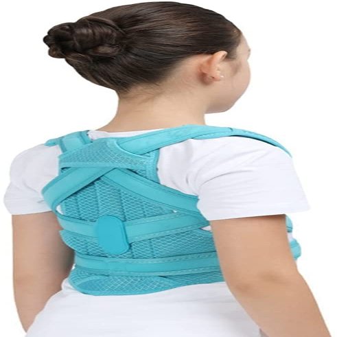 Posture Corrector Brace for Kids Teens, Adjustable Comfort Soft Posture Brace for Neck Shoulder Spinal Hunchback Pain Relief Back Posture (Color : Blue, Size : Large)