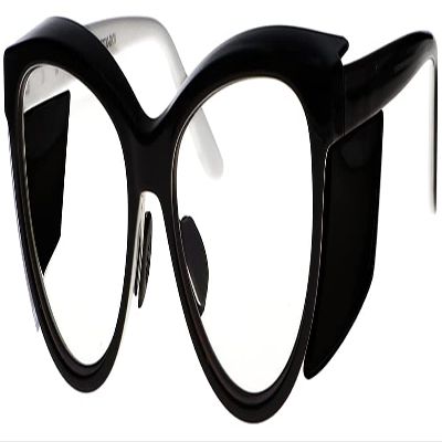 ATTENUTECH Radiation Safety Glasses in stylish, cat eye womens Frame with .75mm pb Radiation Reducing lenses. (Black White)
