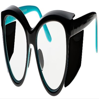 ATTENUTECH Radiation Safety Glasses in stylish, cat eye womens Frame with .75mm pb Radiation Reducing lenses. (Blue Black)