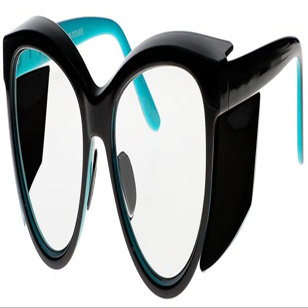 ATTENUTECH Radiation Safety Glasses in stylish, cat eye womens Frame with .75mm pb Radiation Reducing lenses. (Blue Black)
