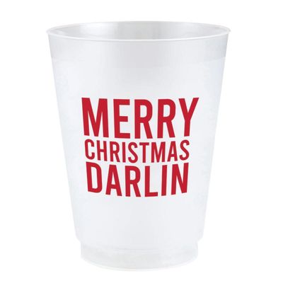 Santa Barbara Design Studio Holiday BPA Free Plastic Frost Flex Cups, 8-Count/16-Ounce, Christmas Darling