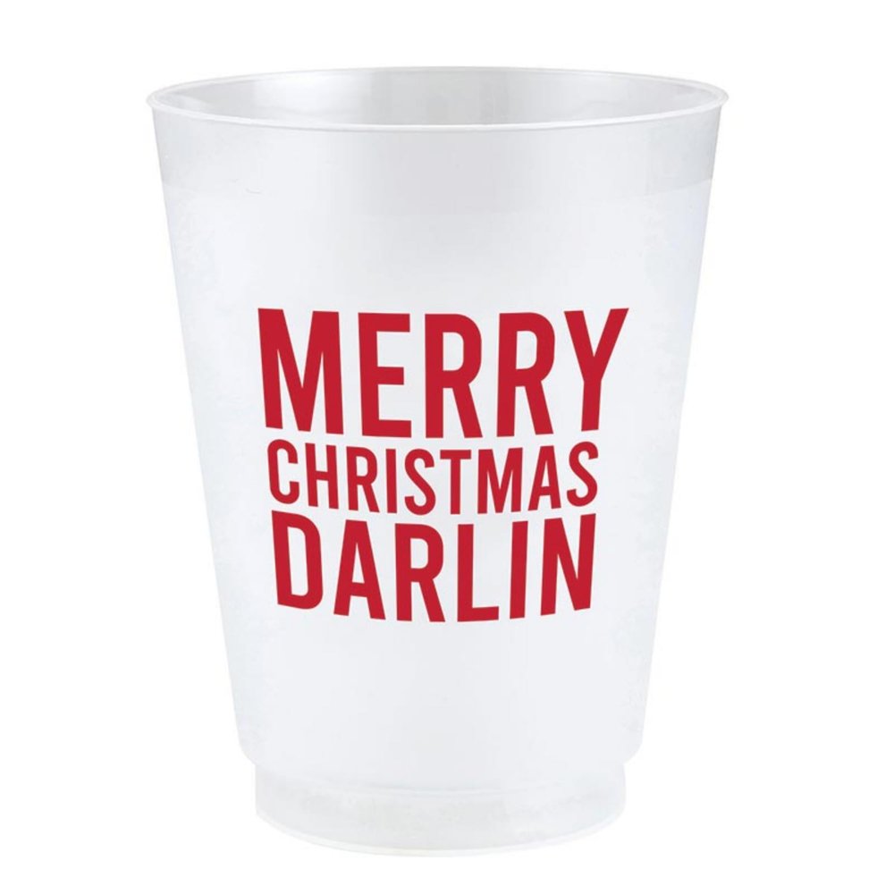 Santa Barbara Design Studio Holiday BPA Free Plastic Frost Flex Cups, 8-Count/16-Ounce, Christmas Darling