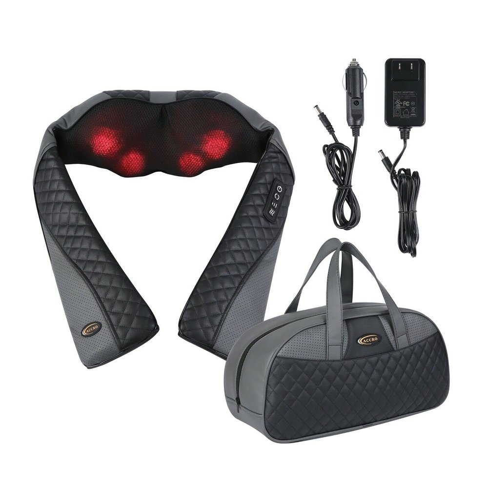 Accro Shiatsu Back Neck Shoulder Foot and Legs Massager with Heat Deep Kneading (Comes with Bag)
