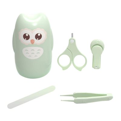 1set Nail Care Boy Girl Grooming Owl Design Includes Nail Clippers Tweezers and Scissors for Newborns and Toddlers Shower