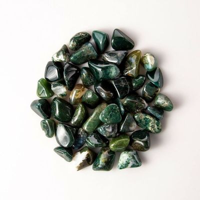 1 lb Tumbled Green Moss Agate Gemstone Crystals 60-80 Stones Gem Rock Specimen