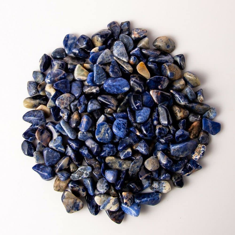 1 lb Tumbled Sodalite Quartz Gemstone Crystals 165-200 Stones Gem Rock Specimens