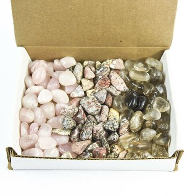 1 lb Lots Tumbled Stone Collection Pink Rose Quartz Leopard Jasper Smoky Quartz