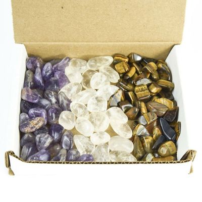 1 lb Lots Tumbled Stone Collection Maraba Amethyst Quartz Golden Tigerseye