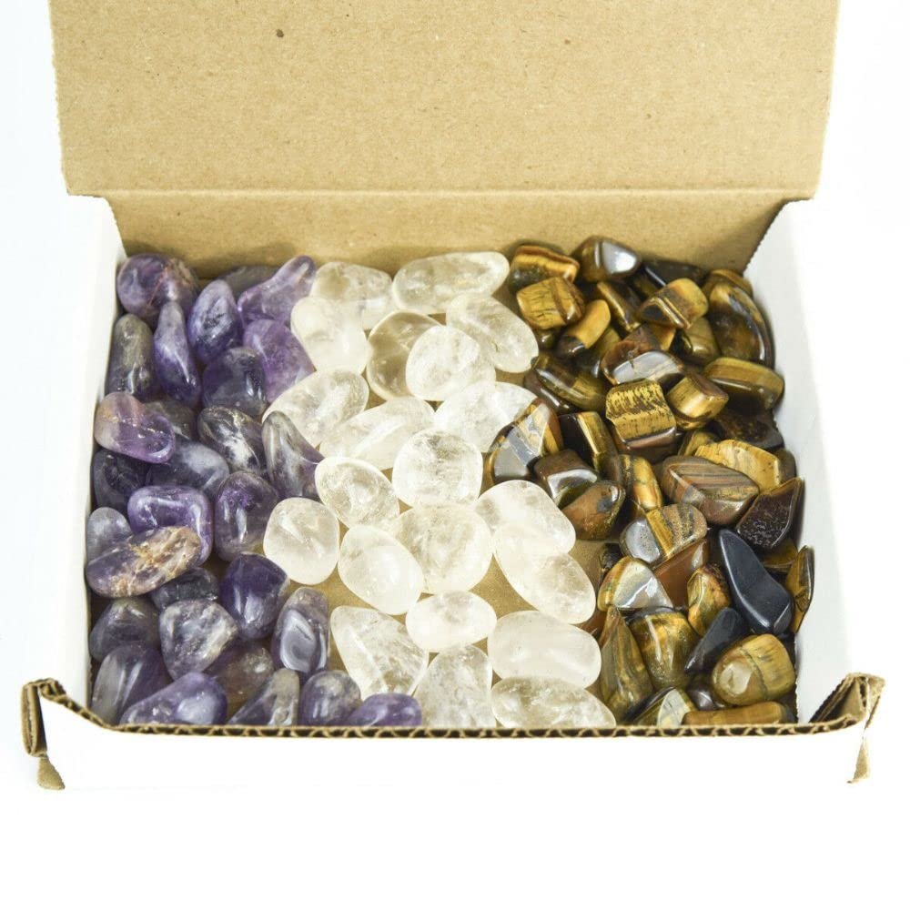 1 lb Lots Tumbled Stone Collection Maraba Amethyst Quartz Golden Tigerseye