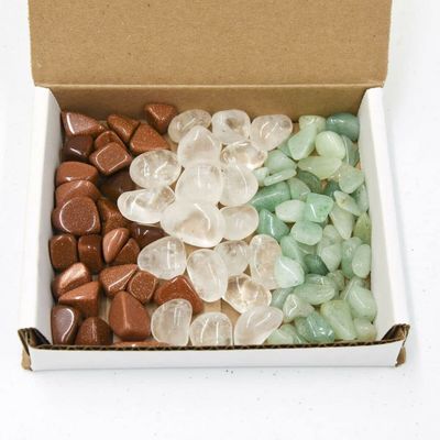 1 lb Tumbled Stone Collection Goldstone Clear Quartz Green Aventurine