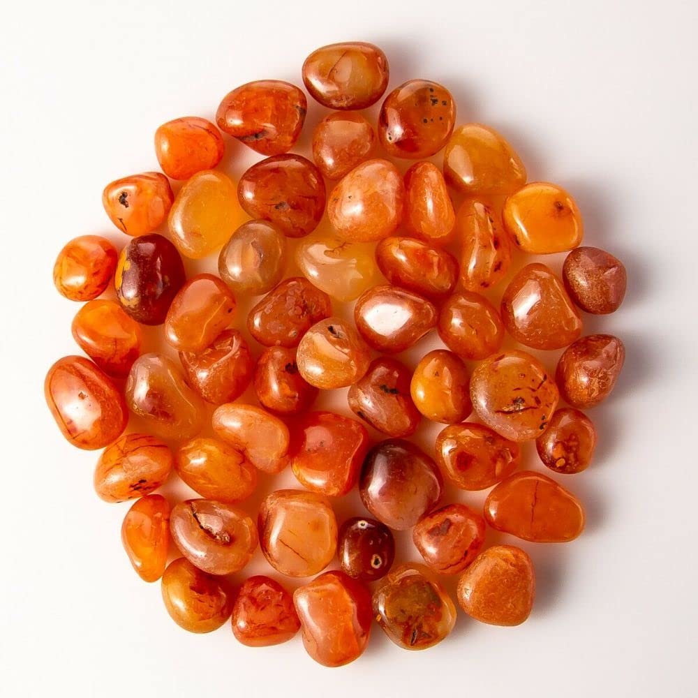 1 lb Tumbled Red Carnelian Gemstone Crystals 40-60 Stones Bulk Rock Specimens