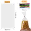 acDesign 100Pcs Clear Bags for Favors 6"x12" Treat Bags With Ties for Bakery Wedding Gift Food Storage view 2