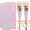 BEISHIDA 100 PCS Single Rose Sleeve Plastic Single Flower Wrapping Rose Packaging Cellophane Flower Sleeves for Florist Bouquet Supplies Mother's Day Valentine's Day (Pink and Gold Letter) view 1