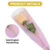 BEISHIDA 100 PCS Single Rose Sleeve Plastic Single Flower Wrapping Rose Packaging Cellophane Flower Sleeves for Florist Bouquet Supplies Mother's Day Valentine's Day (Pink and Gold Letter) view 2