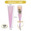 BEISHIDA 100 PCS Single Rose Sleeve Plastic Single Flower Wrapping Rose Packaging Cellophane Flower Sleeves for Florist Bouquet Supplies Mother's Day Valentine's Day (Pink and Gold Letter) view 3