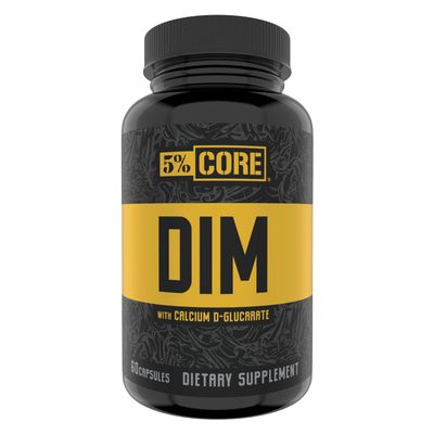 5% Nutrition Core DIM Supplement | Estrogen Support for Men & Women | Natural Diindolylmethane w/Calcium D-Glucarate, Organic Broccoli Powder + Bioperine (30 Servings / 60 VegCaps)