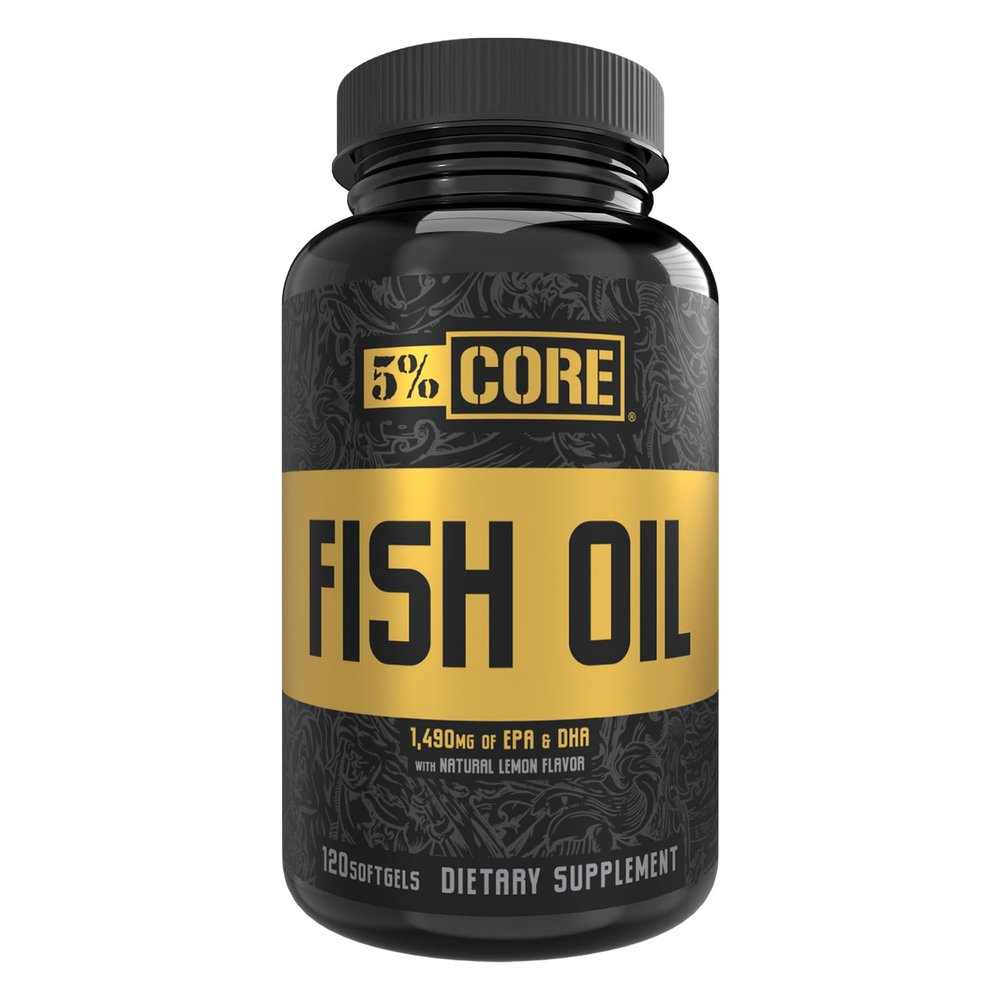 5% Nutrition Core Fish Oil Supplement | 2,500 mg EPA DHA Omega 3 Fatty Acid Supplement | Burpless Fish Oil for Faster Recovery, Joint Support, Heart Health (60 Servings / 120 Softgels)