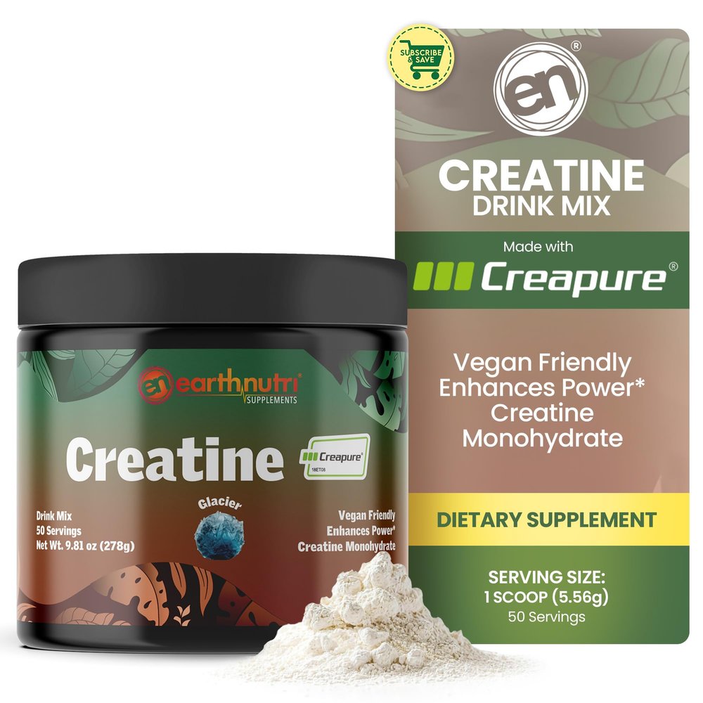 EarthNutri Creatine Monohydrate Powder - Pure Creatine Supplement for Muscle Strength, Strength & Performance - Non-GMO, Sugar-Free, Additive-Free  for Men & Women, Flavored 250g