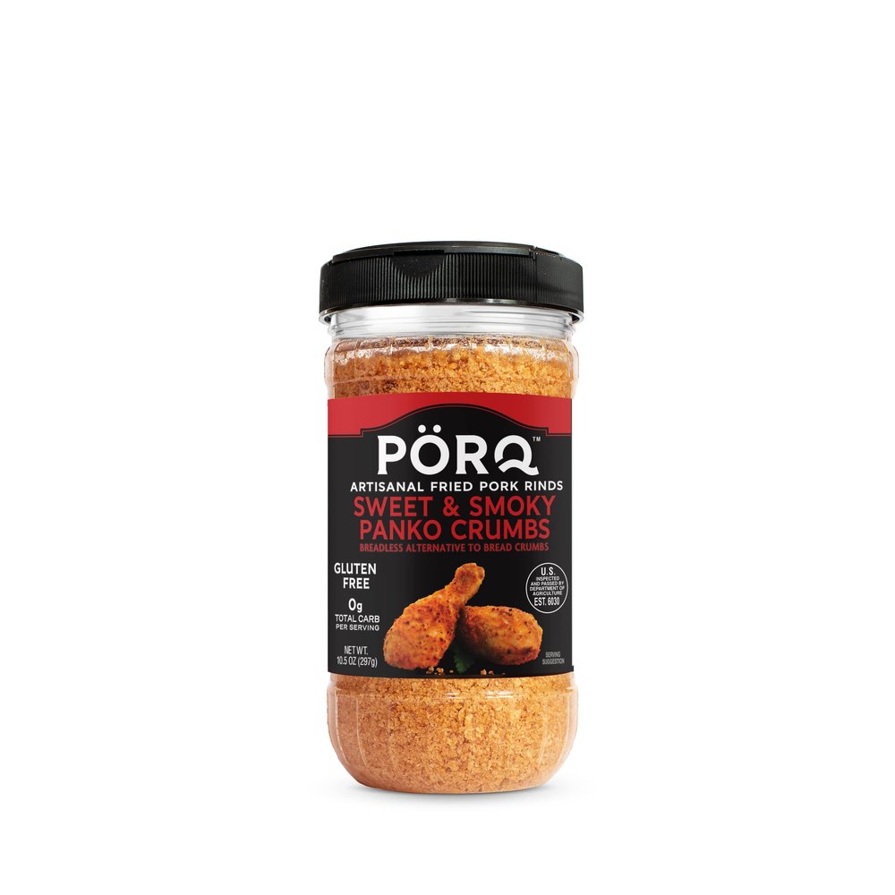 PRQ Artisanal Fried Pork Rinds Panko Crumbs, Sweet and Smoky BBQ, 10.5 oz.  Paleo and Keto Friendly, Zero Carb Bread Crumb Alternative, Gluten Free, Zero Trans-Fats