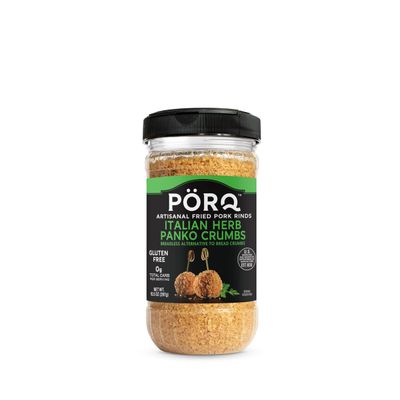 PRQ Artisanal Fried Pork Rinds Panko Crumbs, Italian Herb, 10.5 oz.  Paleo and Keto Friendly, Zero Carb Bread Crumb Alternative, Gluten Free, Zero Trans-Fats