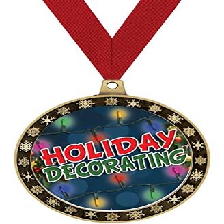 Crown Awards Holiday Decorating Winter Seasonal Award Medals with Red Ribbon, 2.5" Gold Holiday Decorating Winter Trophies, 10 Pack Prime