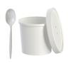 AMZ Empire 12 Oz Disposable Paper Cups with Lids and Spoons/50 Sets/Combo Pack For Soup Dessert Granola Ice Cream Yogurt/12 Ounce Paper Bowls for Hot or Cold Food/Home, Everyday Use, Catering view 1